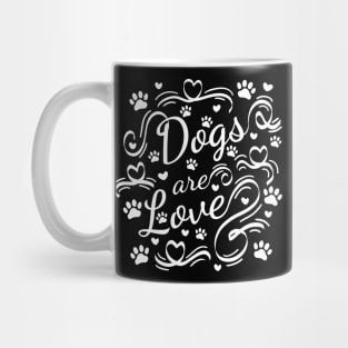 Typography Dogs Are Love Paws And Hearts Mug